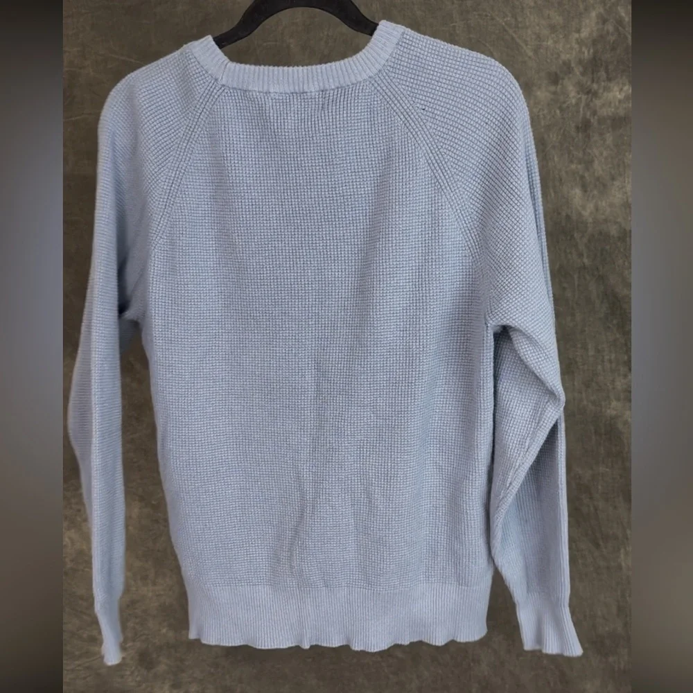 Wilt Slate Blue Thermal Knit Sweater Men’s L Cotton Cashmere Waffle Crewneck - Picture 4 of 6